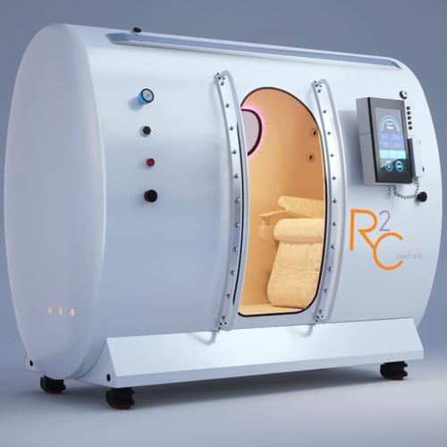 Hyperbaric oxygen therapy chamber used to accelerate healing and reduce post-surgical recovery time at Balikian Facial Plastic Surgery
