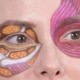 Illustration demonstrating the three eyelid layers involved in modern blepharoplasty, including eyelid skin, orbicularis oculi muscle, and fat compartments surrounding the eyes.